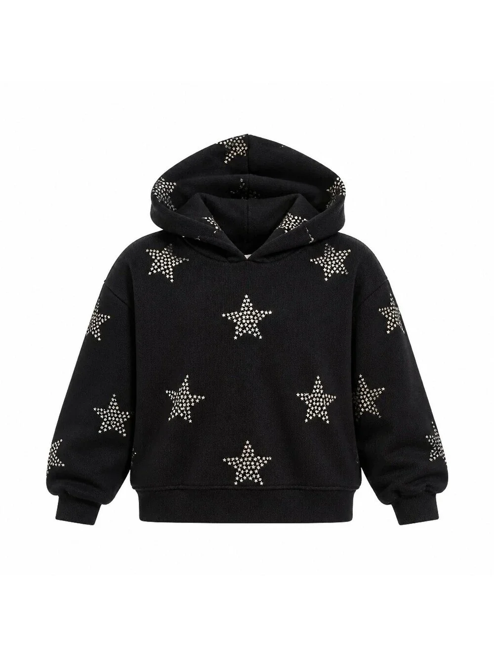 GAP Kids Black Hoodie with Silver Star Studs XS (6-7)